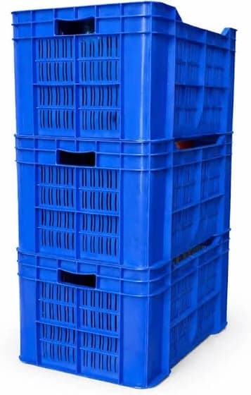Nilkamal Plastic 20 KG CRATE 3 PC Combo Blue 54.2X36X30 Cm  3Pc