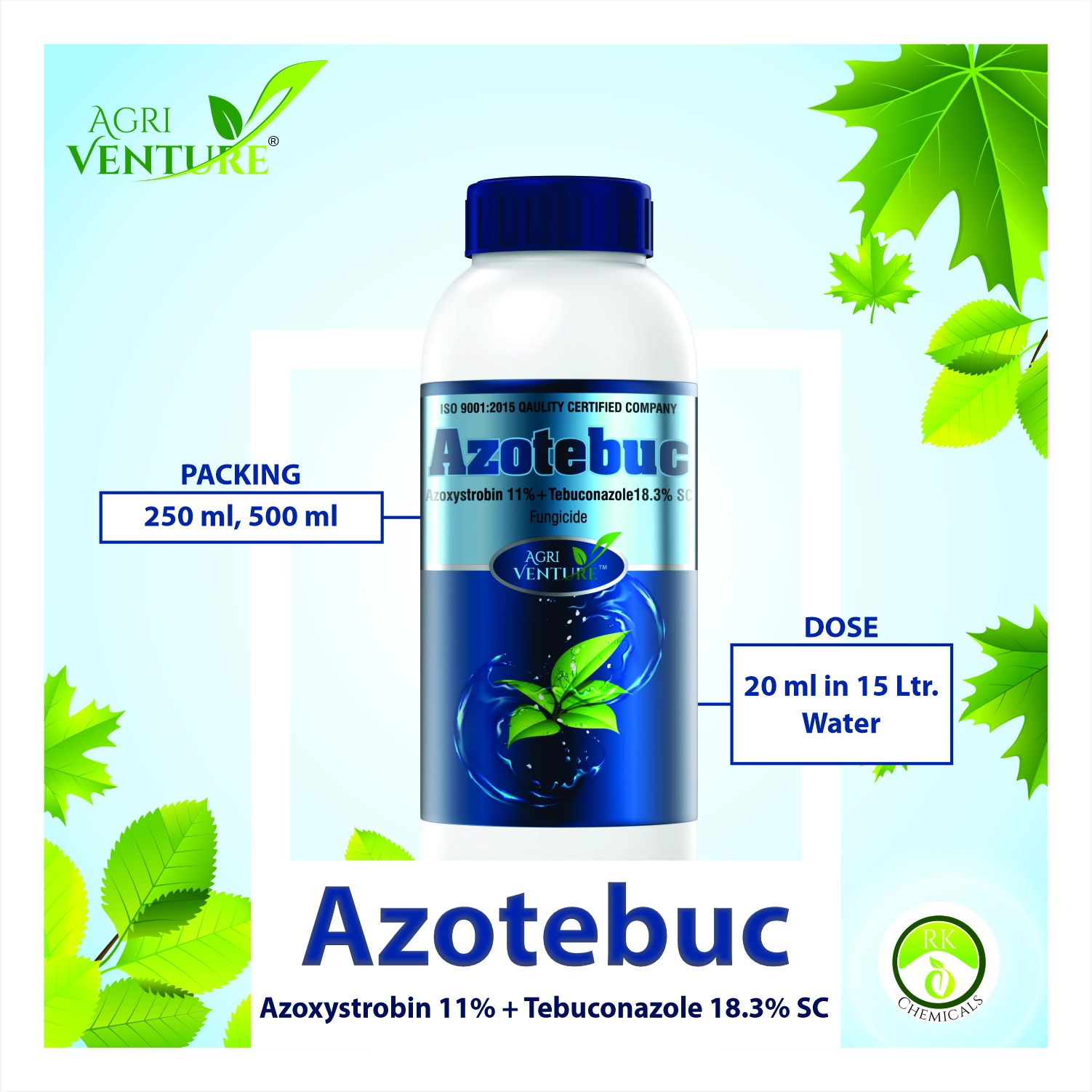 Agriventure Azotebuc Azoxystrobin 11% + Tebuconazole 18.3% SC Fungicide